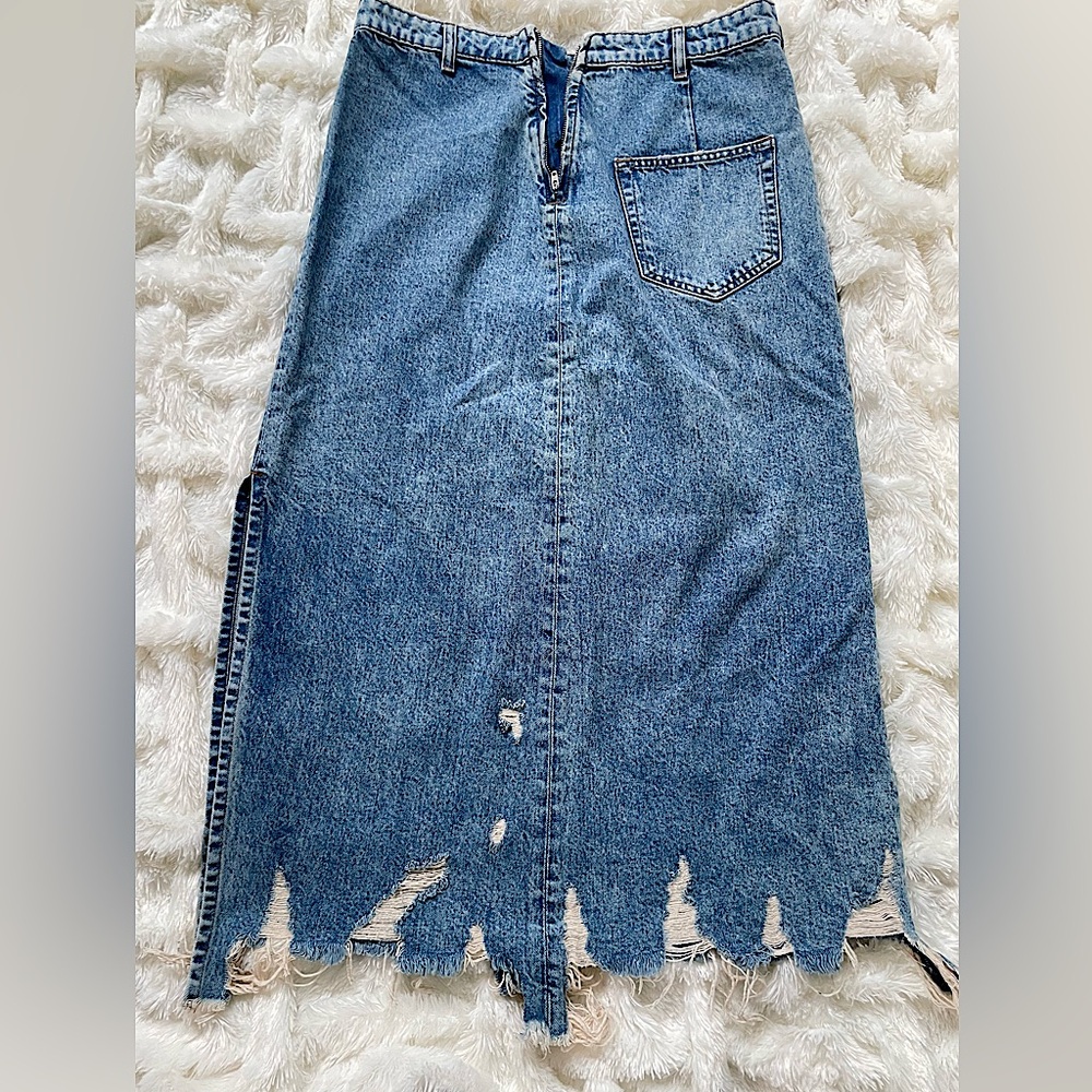 Zara Distressed Denim Skirt